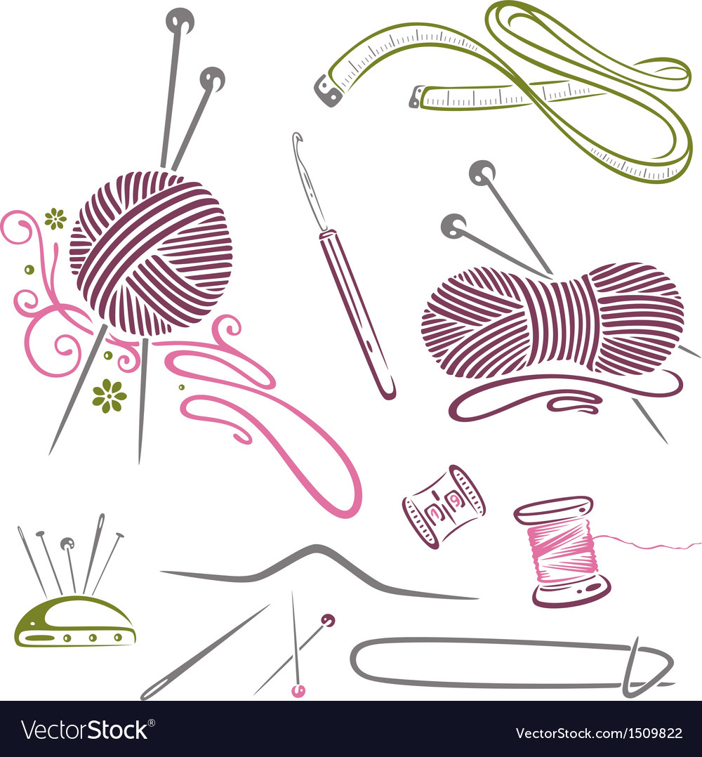 Download Needlework knitting wool crochet Royalty Free Vector Image