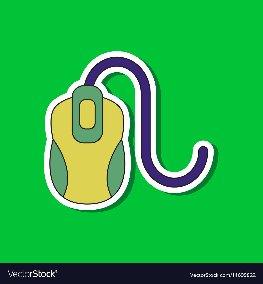 Paper sticker on background of computer mouse
