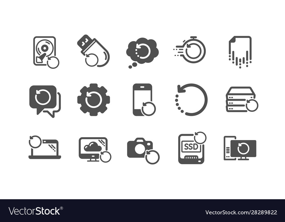 Recovery icons backup restore data and recover