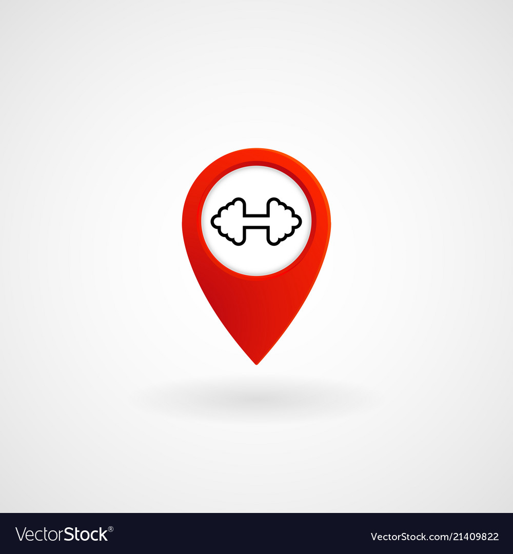 Red location icon for bodybuilding eps file vector image Red location icon for bodybuilding eps file