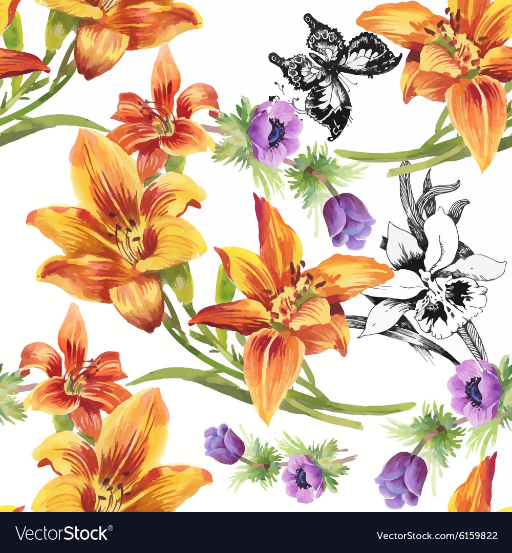 Seamless pattern with beautiful flowers