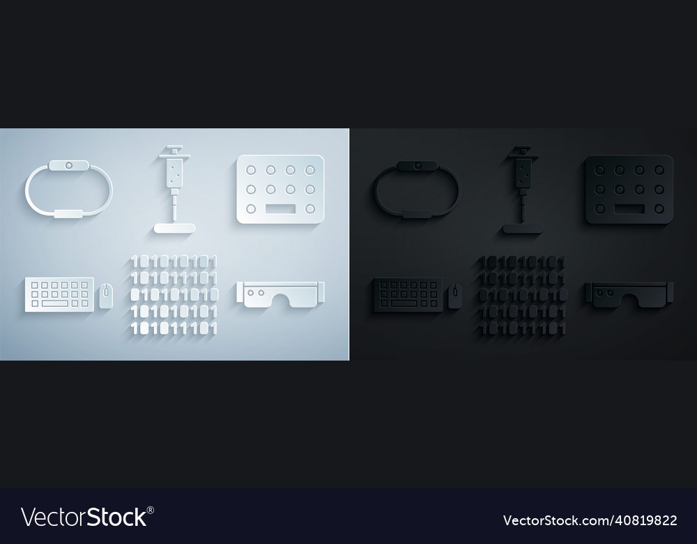 Set binary code pills blister pack keyboard Vector Image Set binary code pills blister pack keyboard