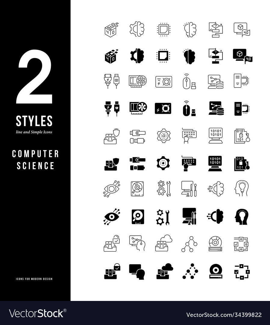 Simple line icons computer science Royalty Free Vector Image