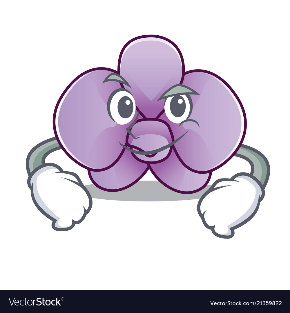 Smirking orchid flower character cartoon