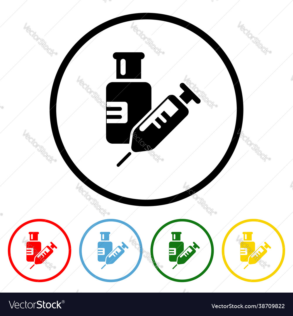 Vaccine icon with color variations vector image Vaccine icon with color variations