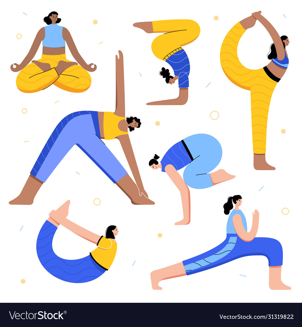 Yoga flat healthy lifestyle Royalty Free Vector Image