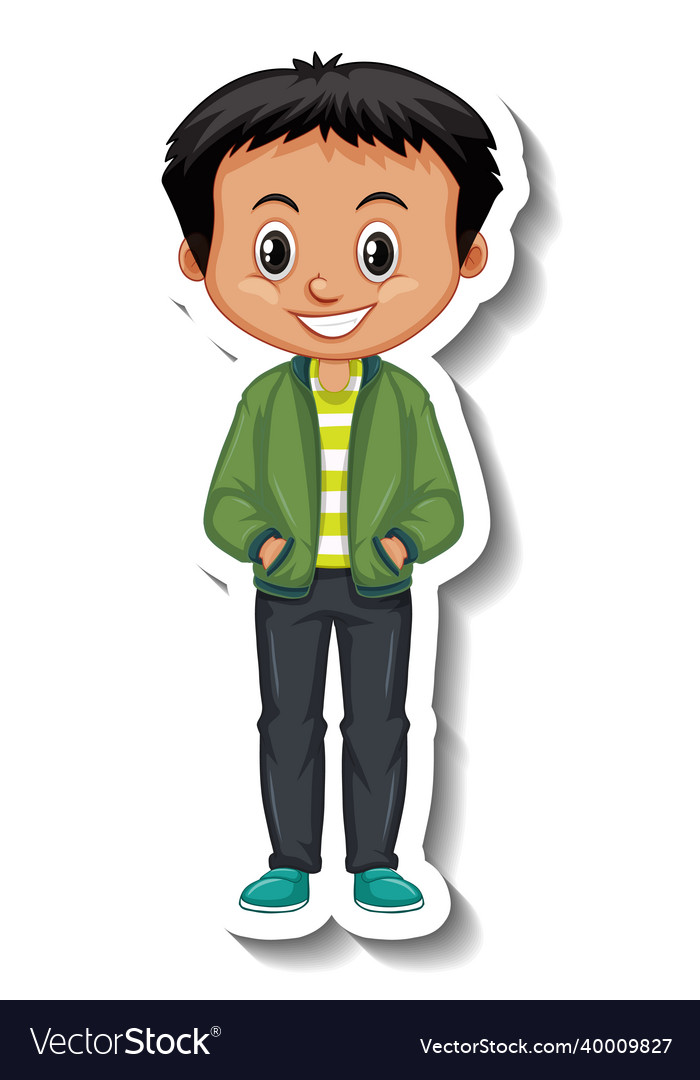 A boy wears bomber jacket cartoon character Vector Image