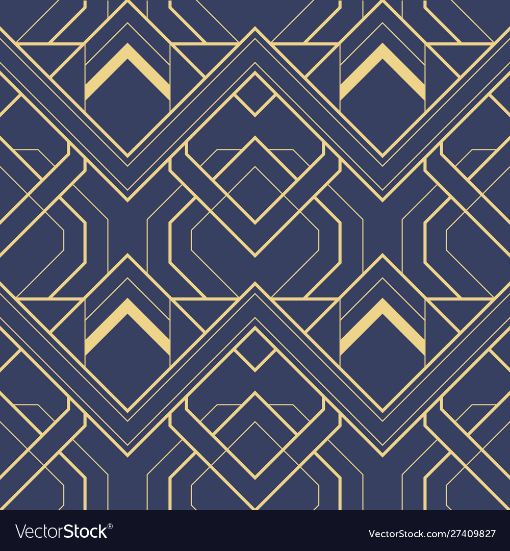 Abstract art deco geometric tiles pattern on blue Vector Image