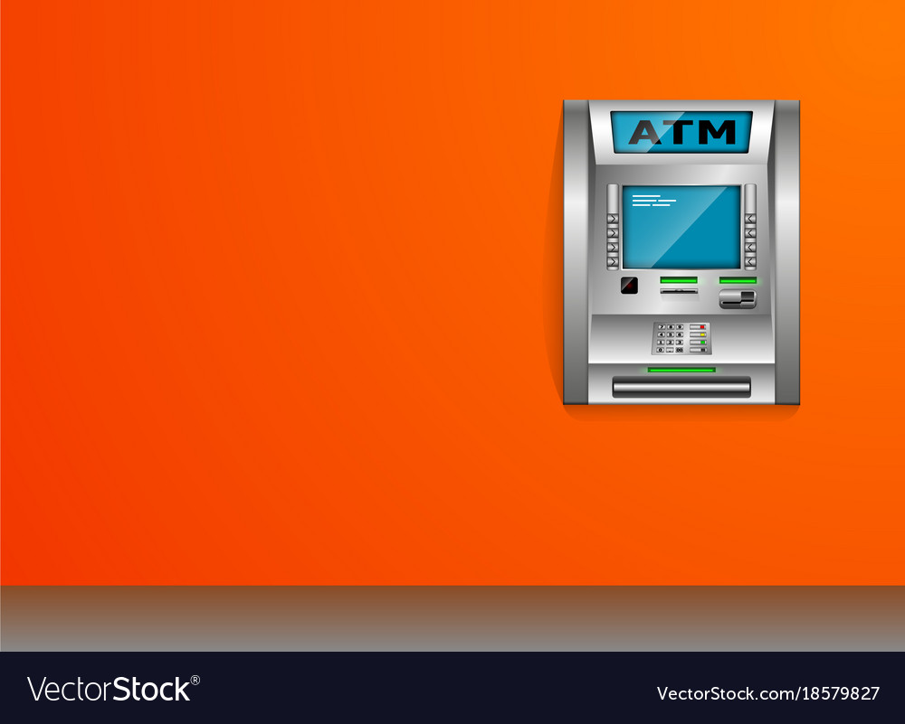 Atm - automated teller machine orange wall metal