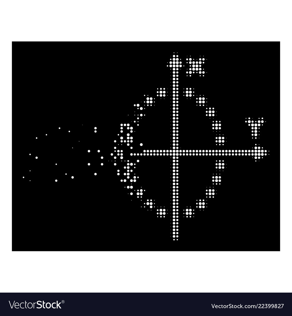 Bright disappearing dot halftone ellipse plot icon vector image Bright disappearing dot halftone ellipse plot icon