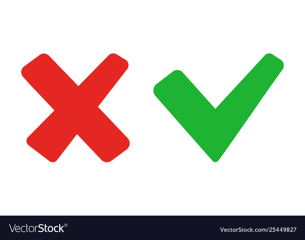 Check Mark and Red Cross Symbol