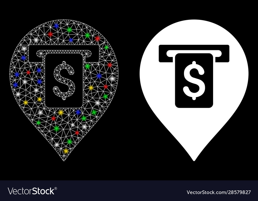 Flare mesh wire frame cash machine pointer icon vector image Flare mesh wire frame cash machine pointer icon