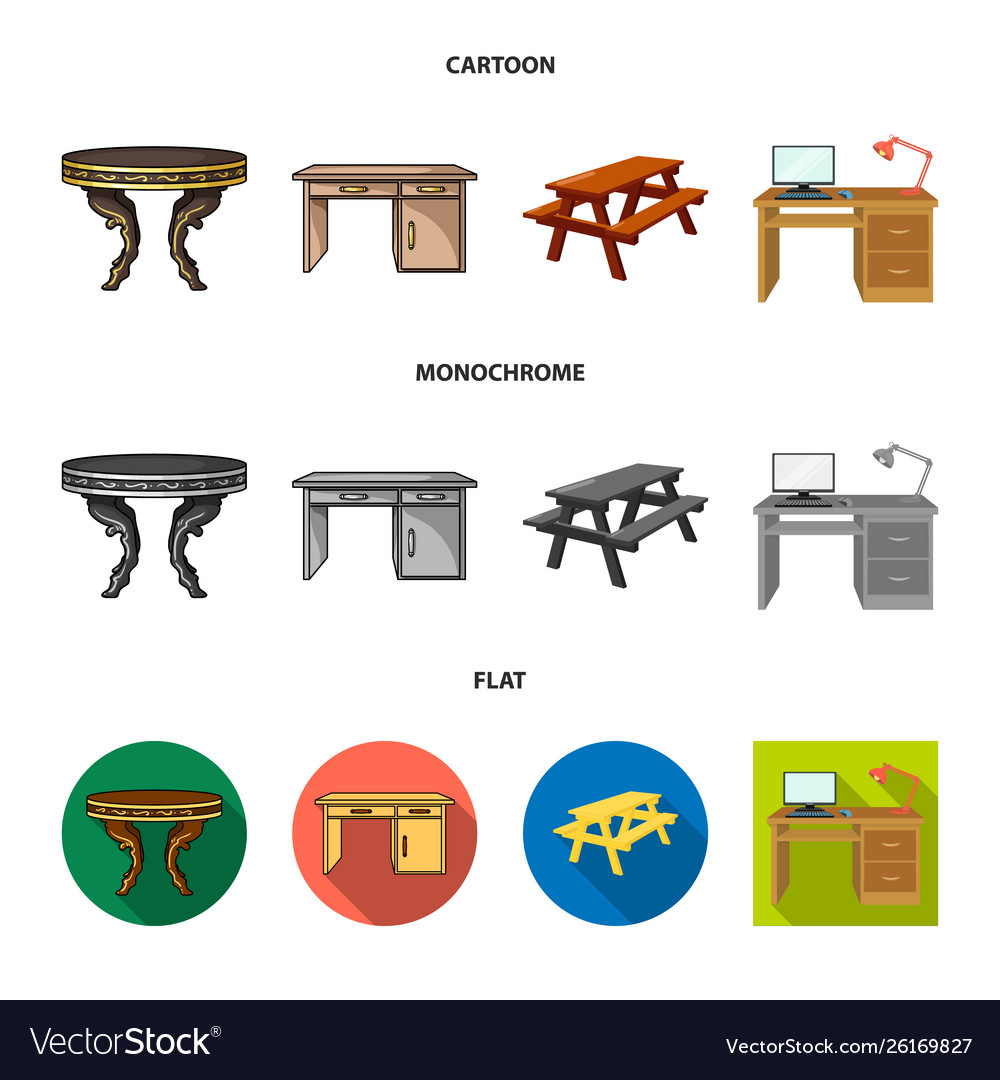 Isolated object table and wooden logo set