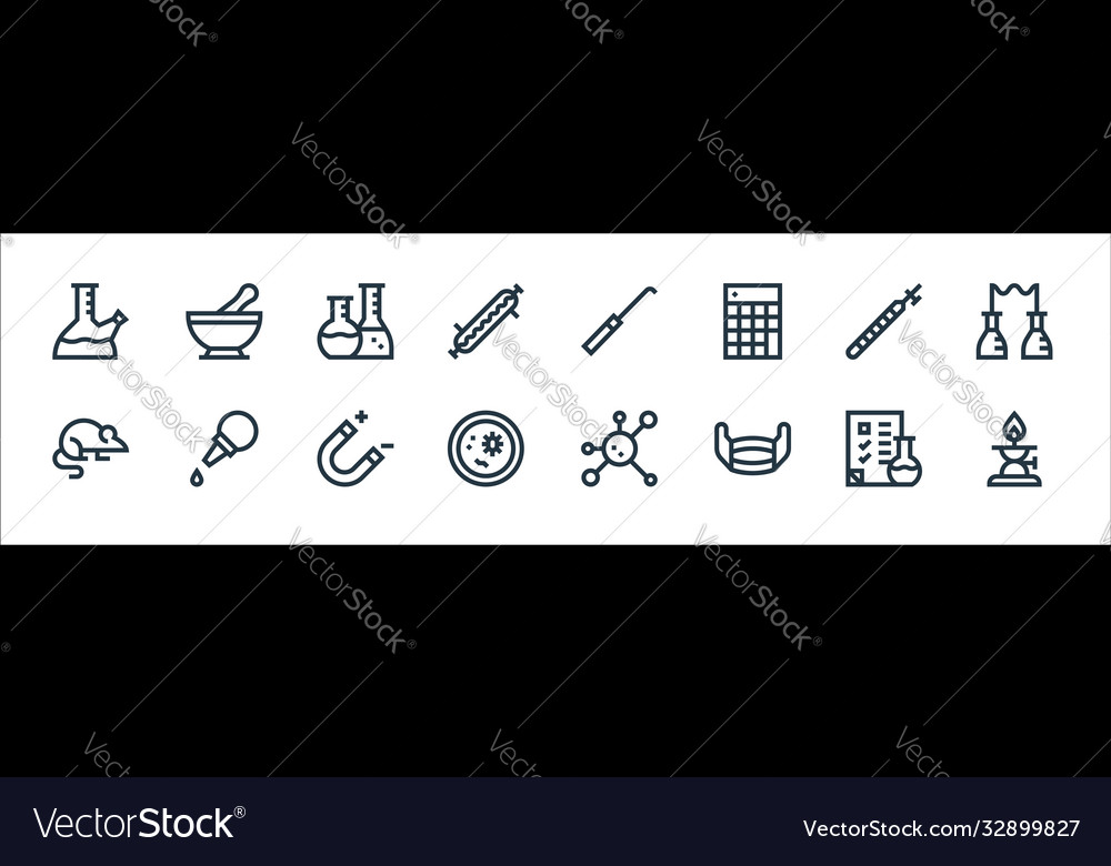Laboratory line icons linear set quality vector image Laboratory line icons linear set quality