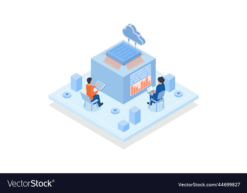 People working on computers connected