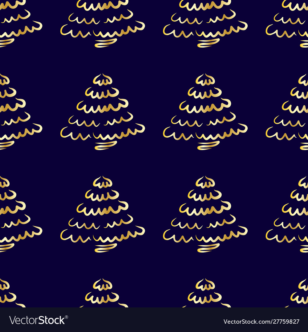 Pine tree pattern gold-02 vector image Pine tree pattern gold-02