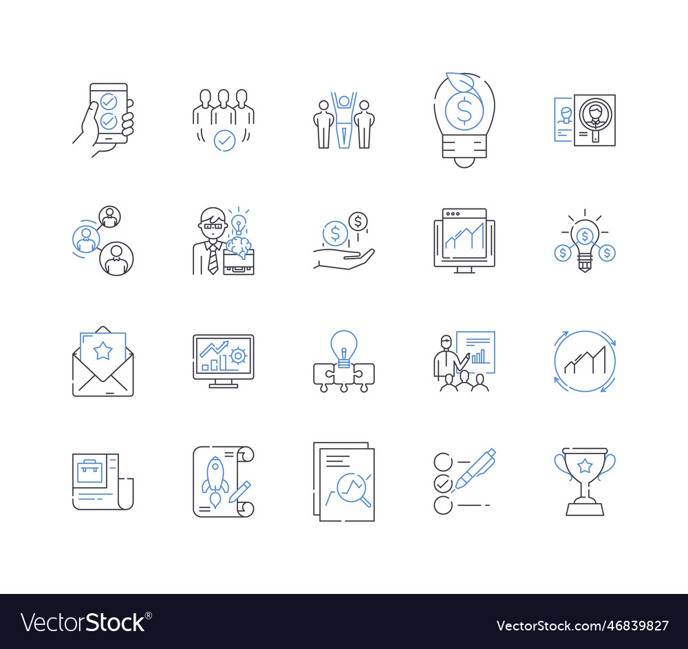 Resource utilization line icons collection vector image Resource utilization line icons collection