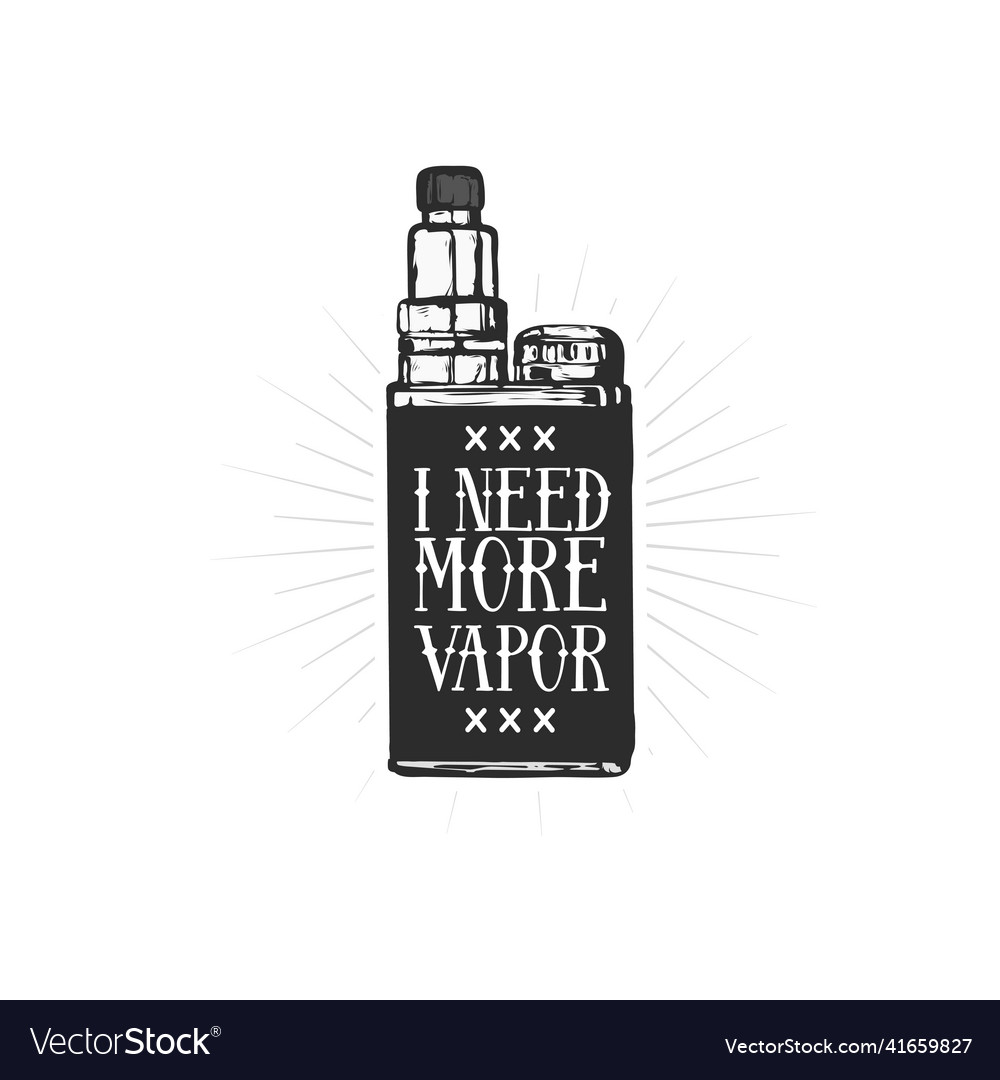 Retro emblem with vaping attributes for print