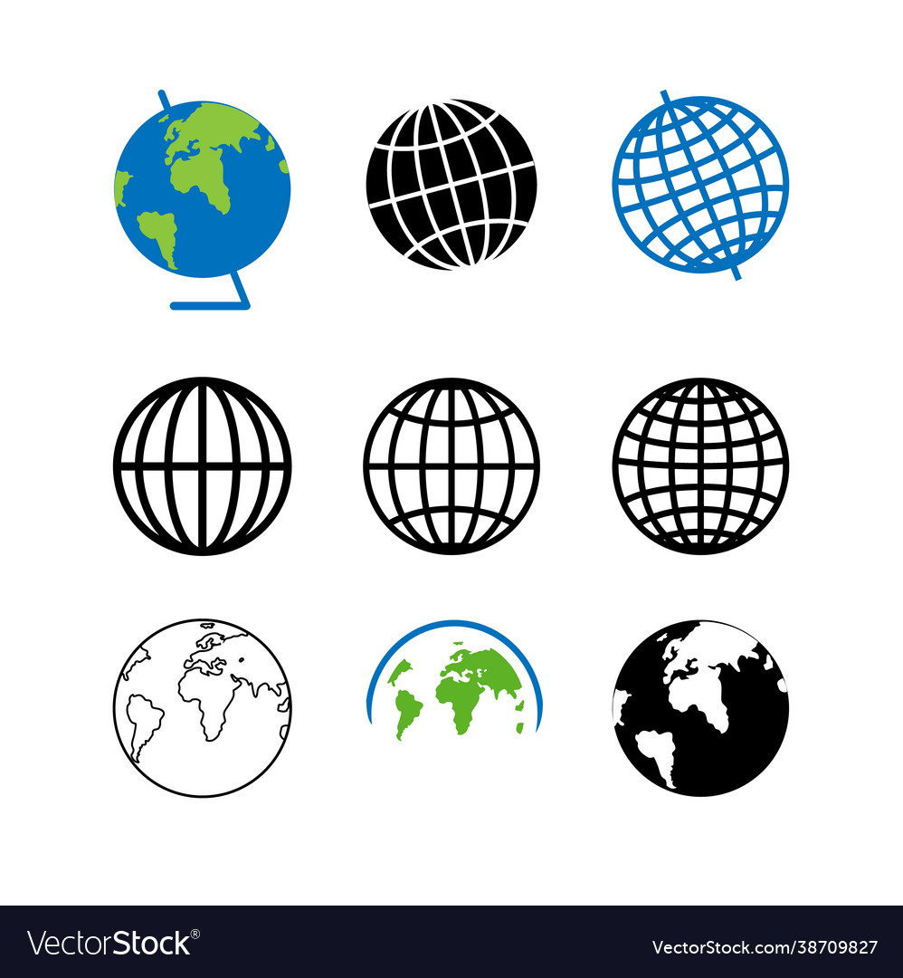 Set icons for globe planet earth