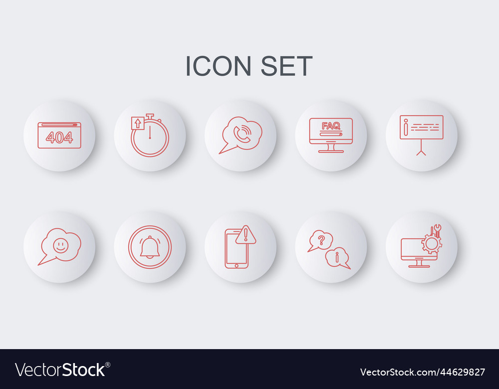 Set line computer monitor service speech bubble vector image Set line computer monitor service speech bubble