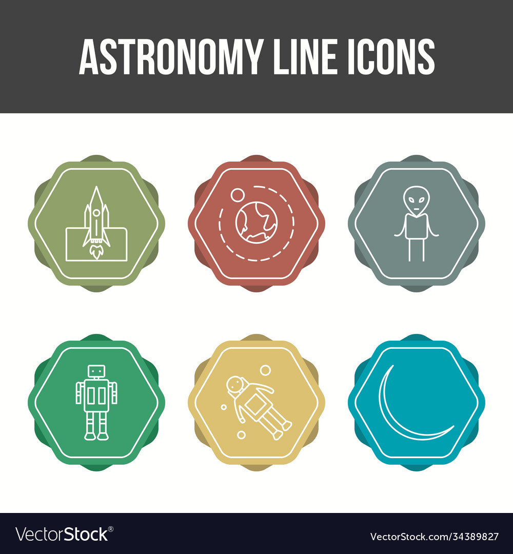 Unique astronomy line icon set