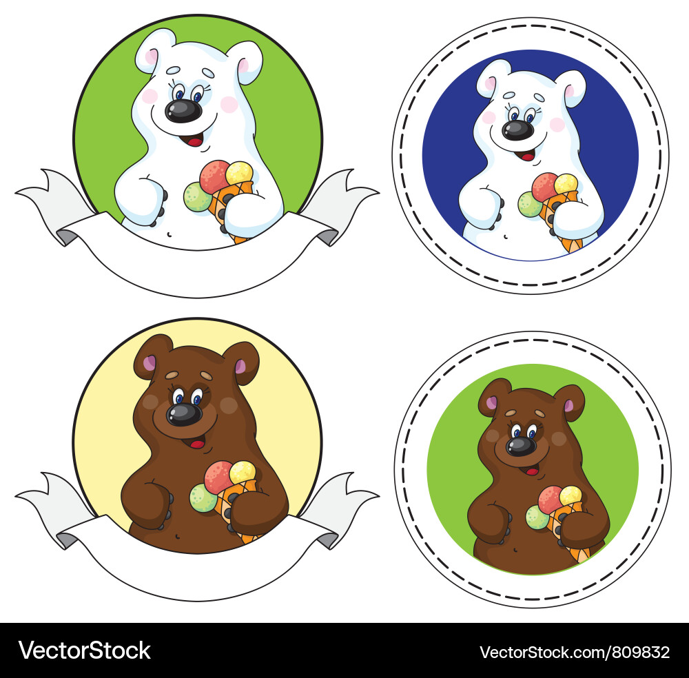 Bear And Ice Cream Banner Royalty Free Vector Image