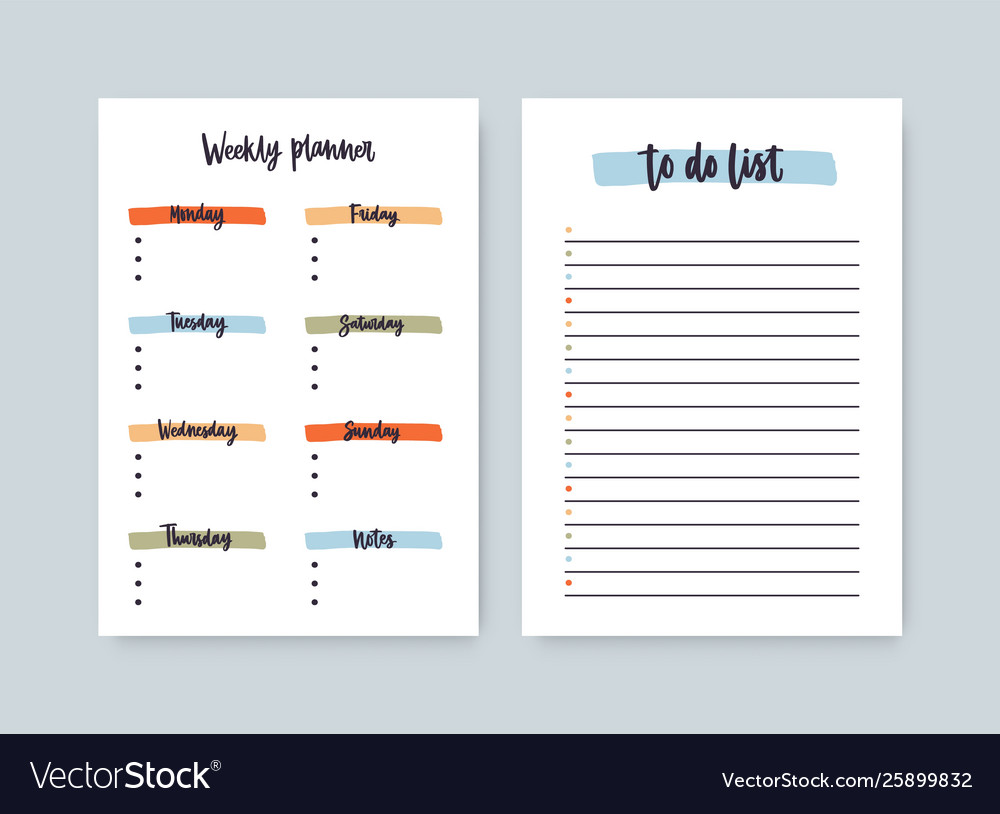 Bundle Weekly Planner And To Do List Templates Vector Image