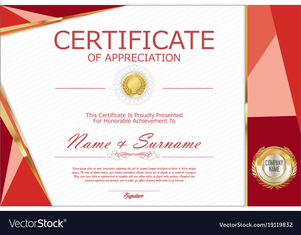 Certificate Retro Design Template 9 Royalty Free Vector