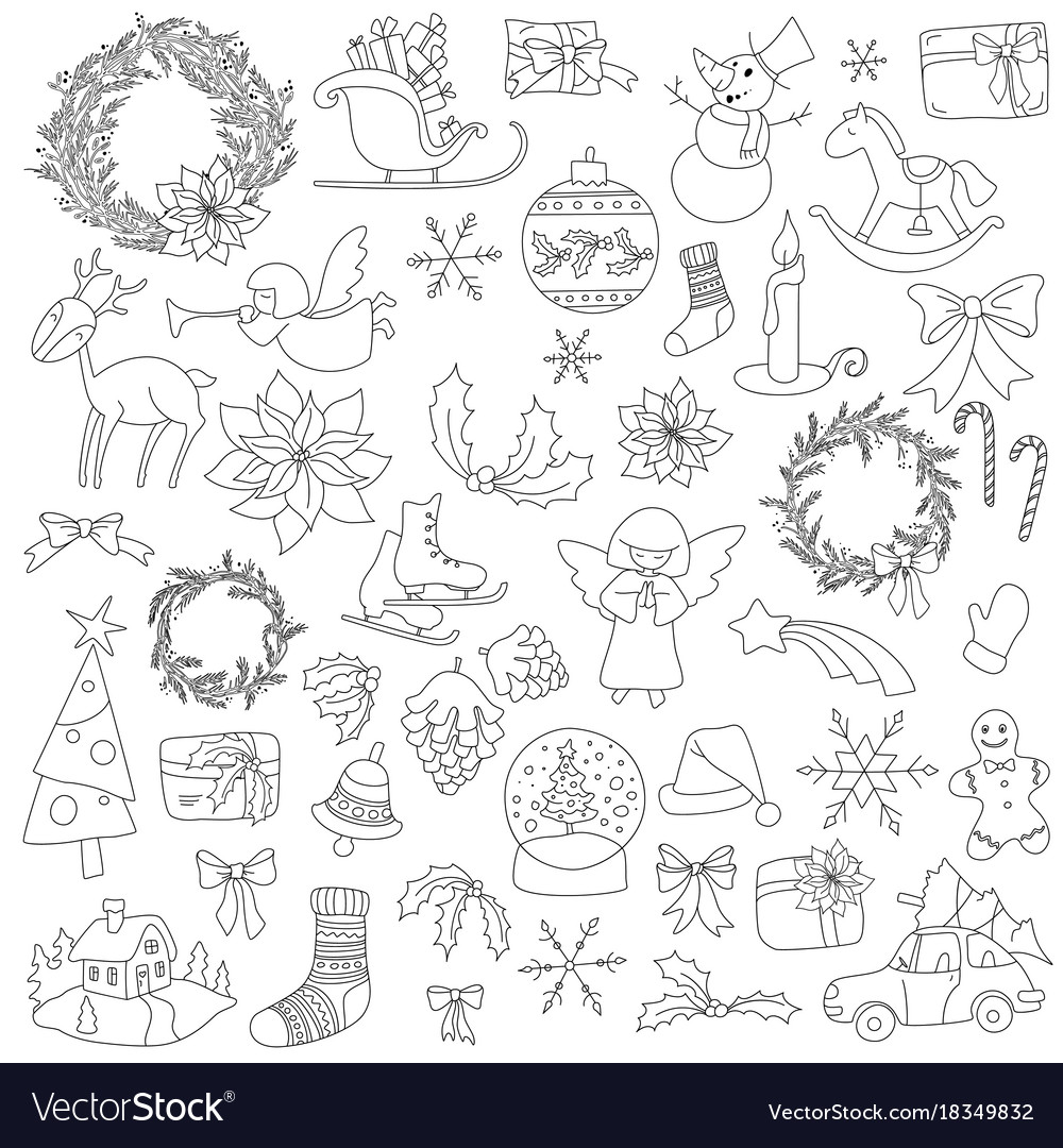 Christmas set icon elements can be used for advent