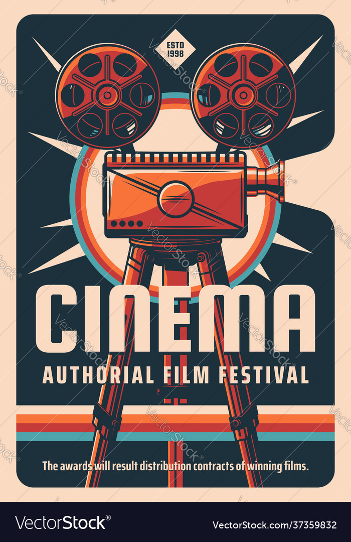 Cinema authorial film festival retro poster Vector Image