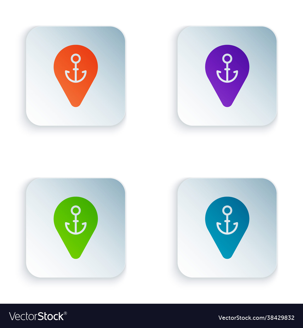 Color map pointer with anchor icon isolated vector image Color map pointer with anchor icon isolated