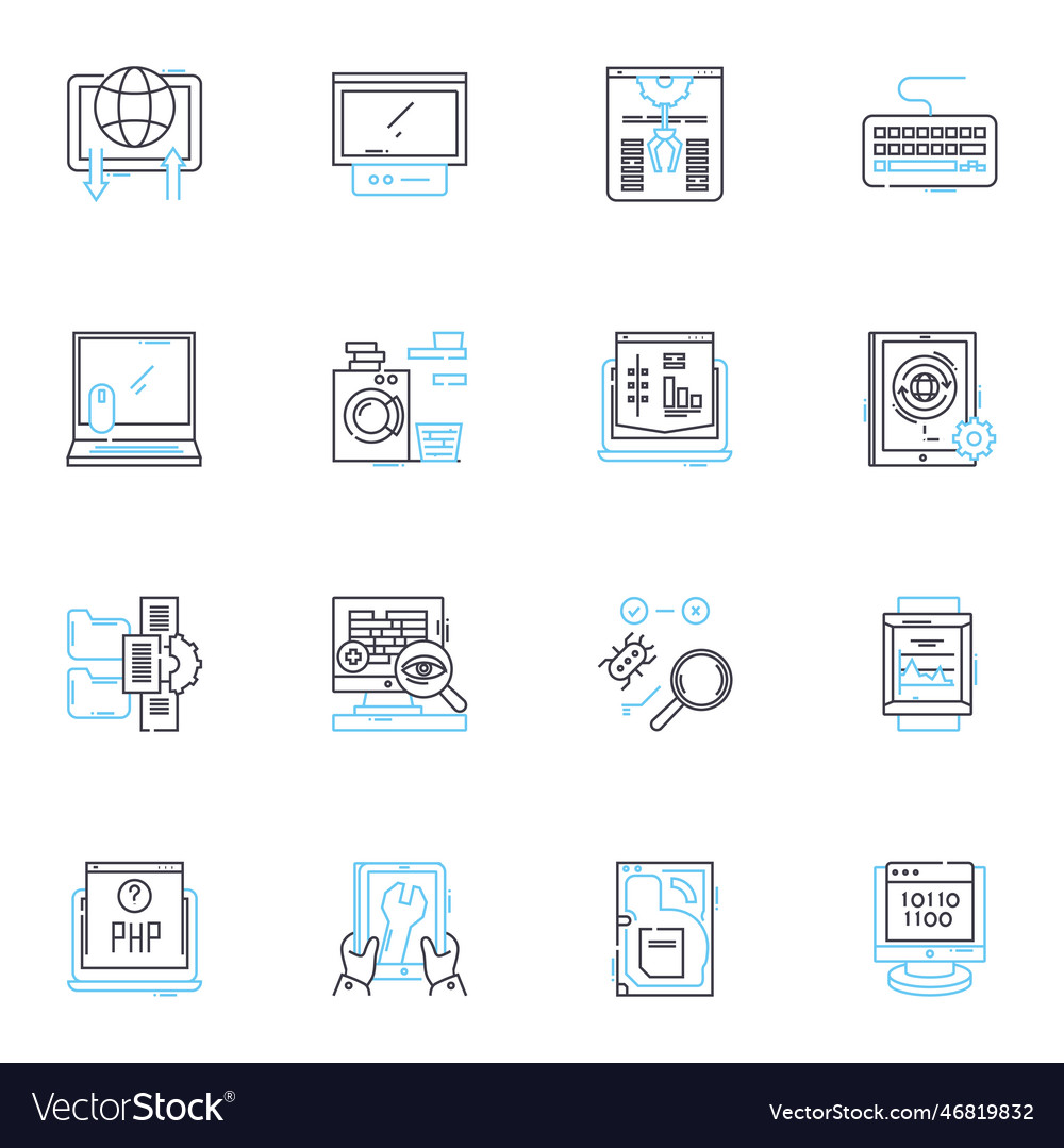 Computer Science lineare Icons setzen Algorithmusdaten vector image Computer Science lineare Icons setzen Algorithmusdaten