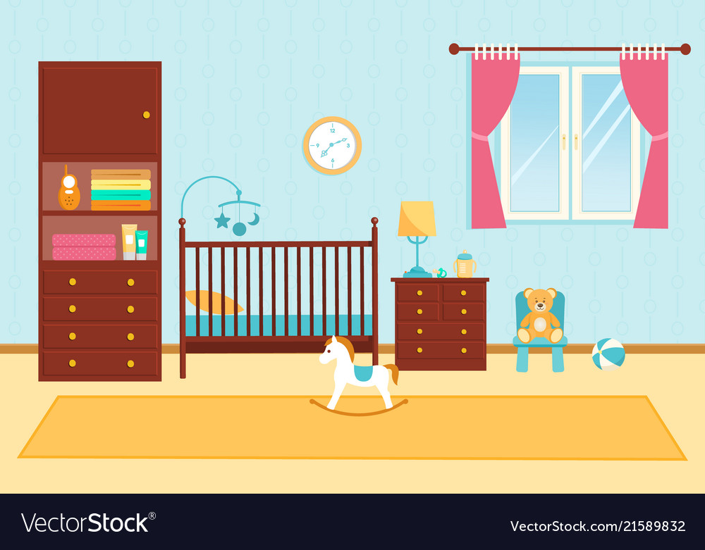 Cute children room with furniture baby