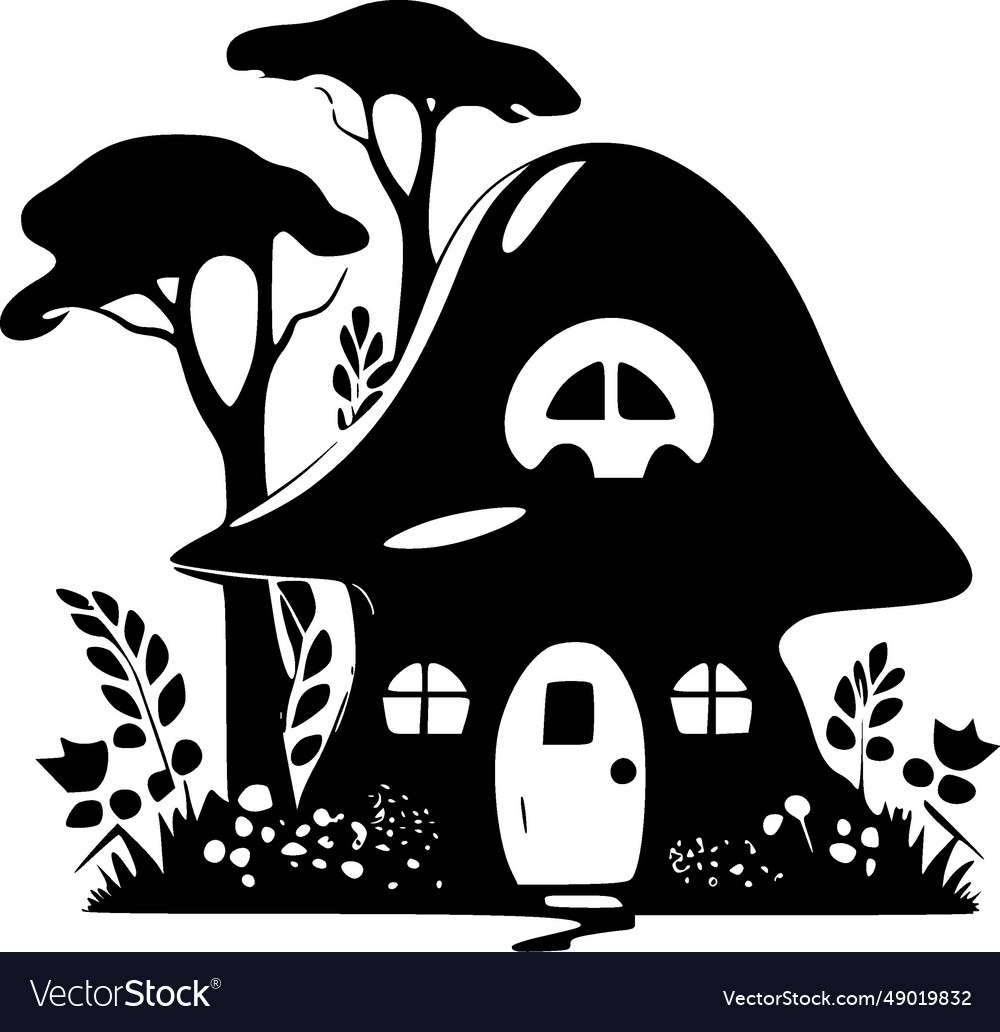 Fairy house - black and white