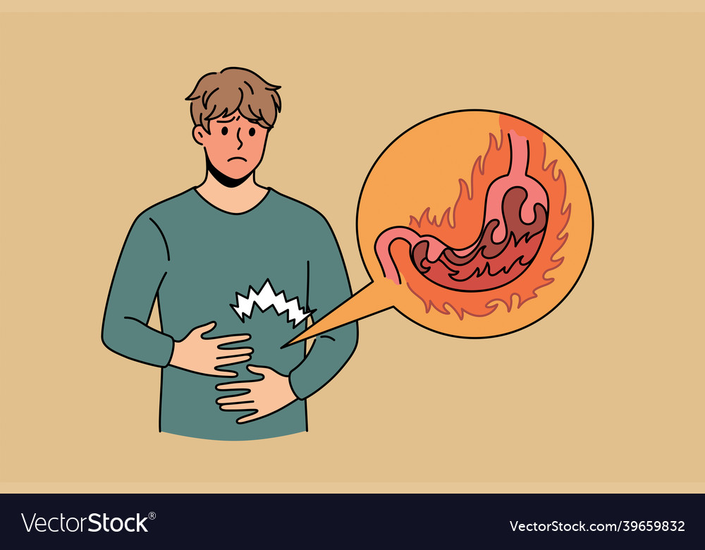 Heartburn and digestive problems concept Vector Image