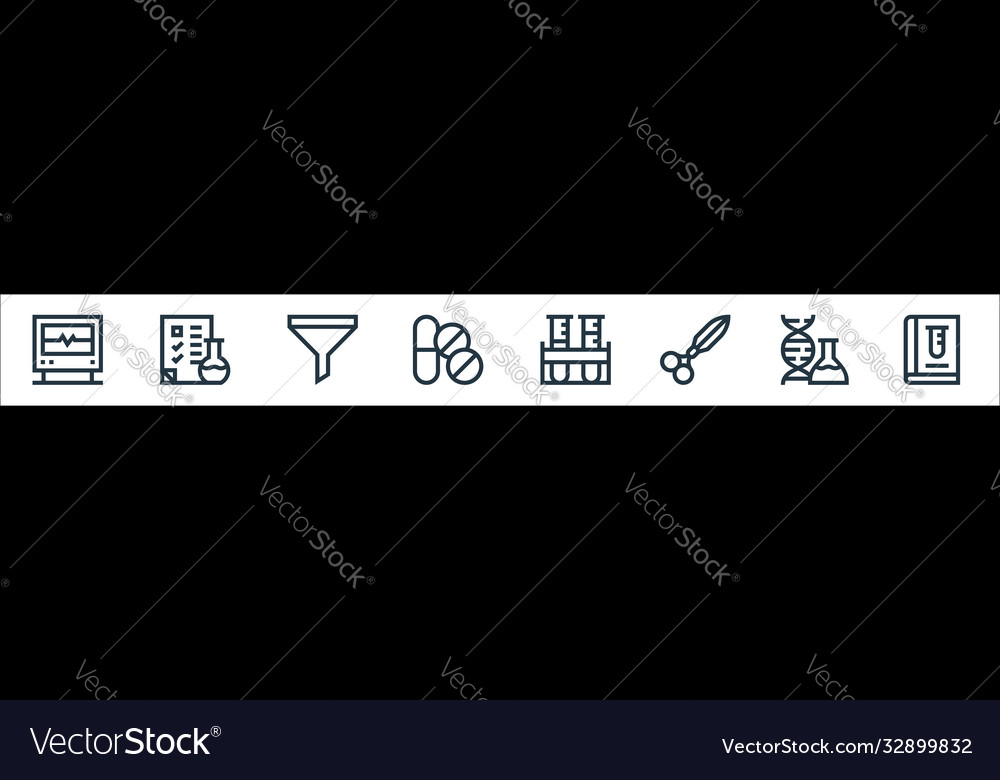 Laboratory line icons linear set quality vector image Laboratory line icons linear set quality