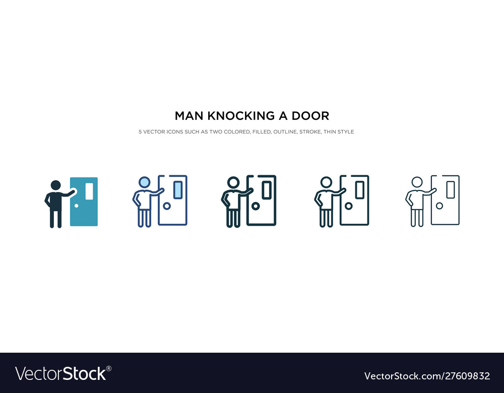 Man knocking a door icon in different style two vector image Man knocking a door icon in different style two