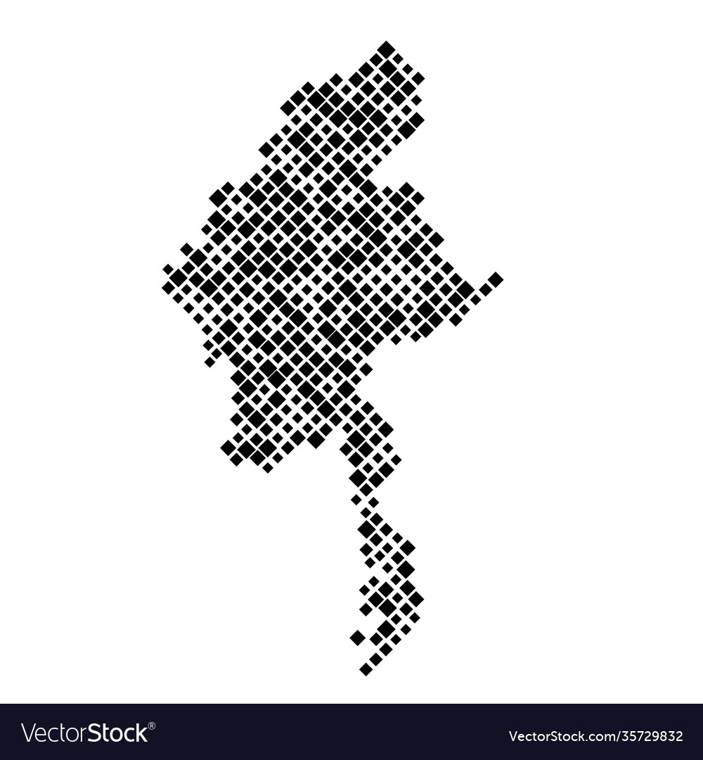 Myanmar map from pattern black rhombuses