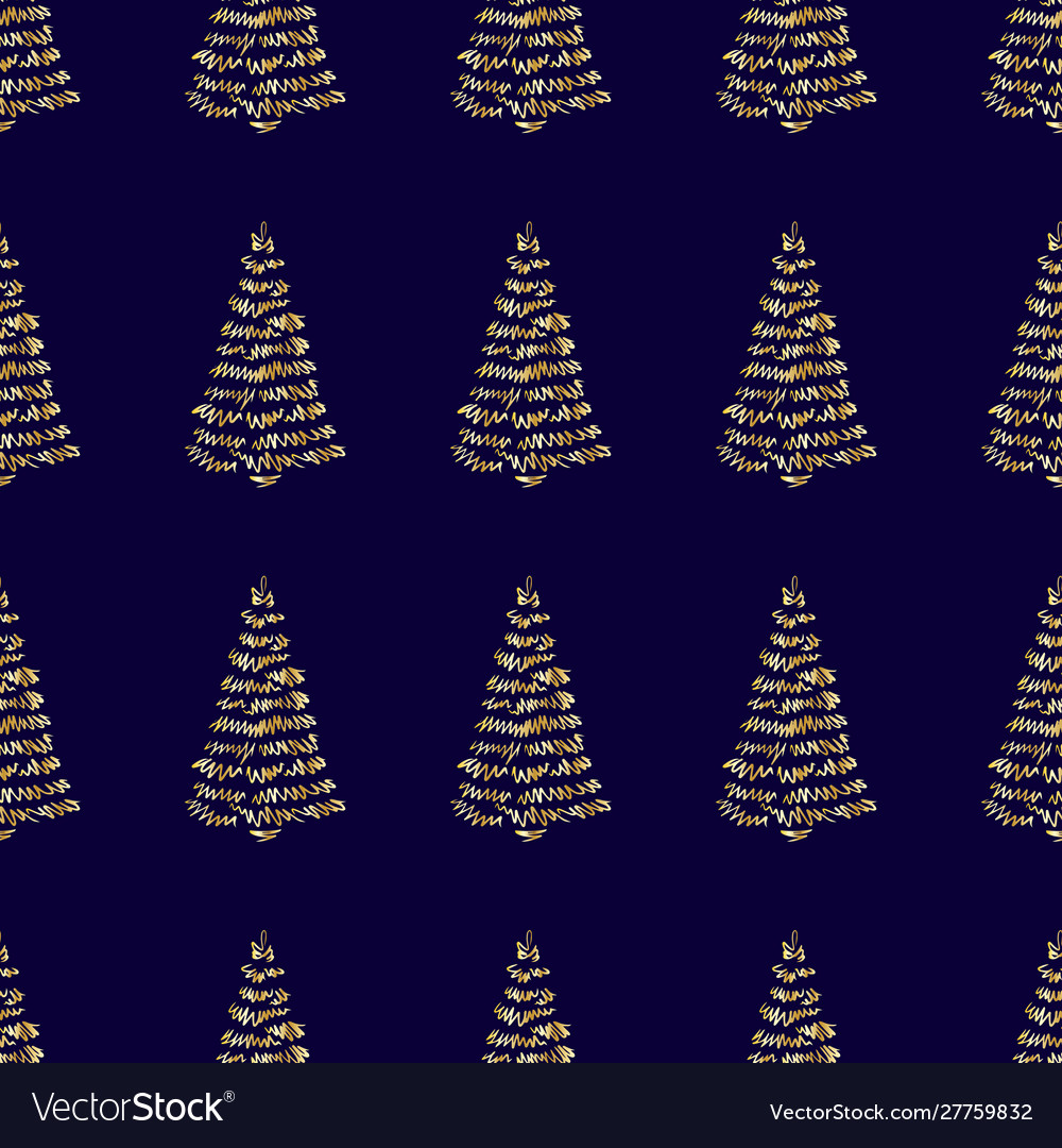 Pine tree pattern gold-06 vector image Pine tree pattern gold-06