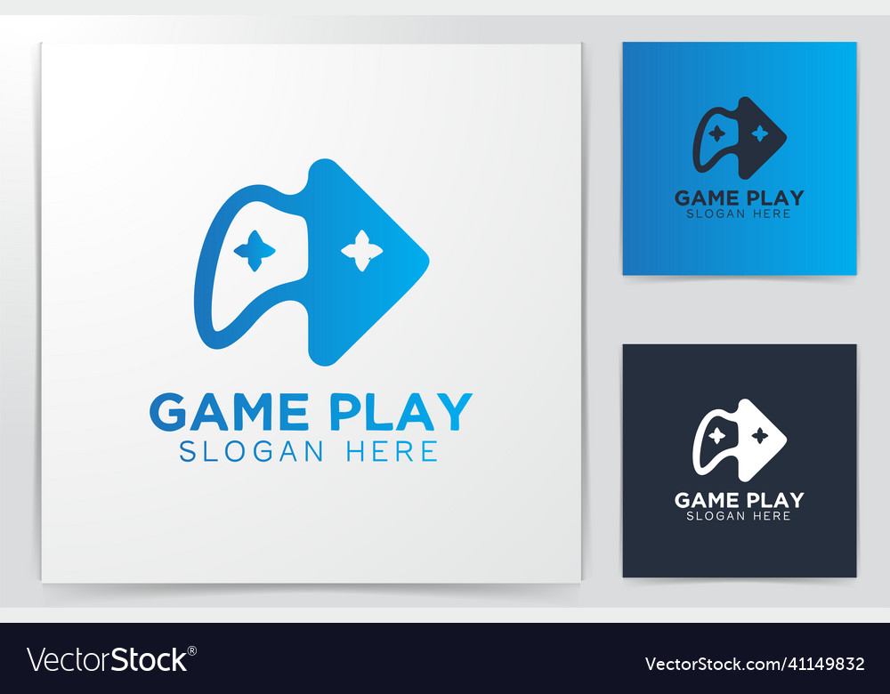 Play button and joy stick gaming logo designs