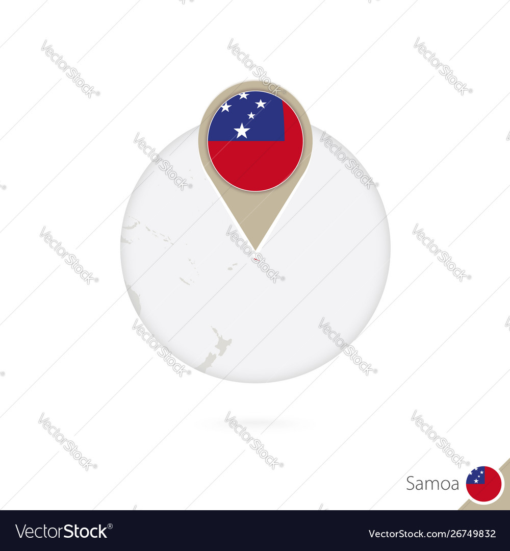 Samoa map and flag in circle