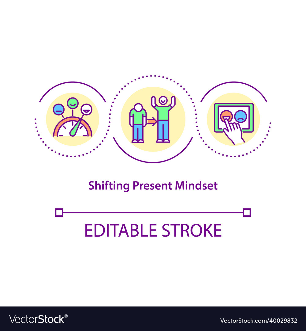 Shifting present mindset concept icon