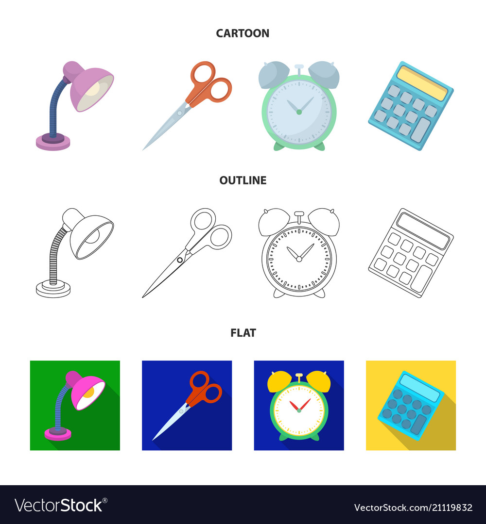 Table lamp scissors alarm clock calculator