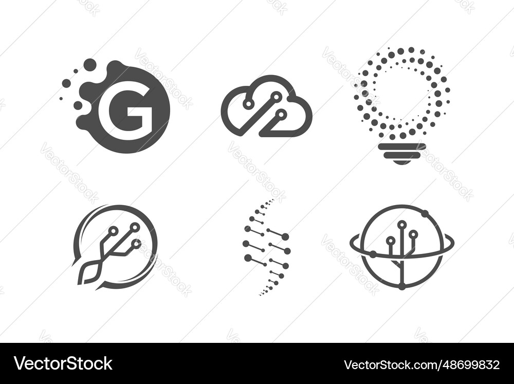 Technology logo design collection with creative Vector Image