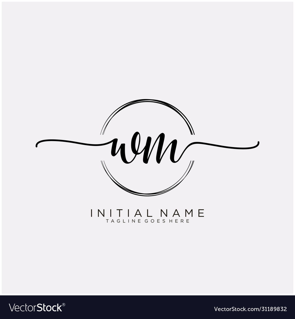 Wm initial handwriting logo with circle template