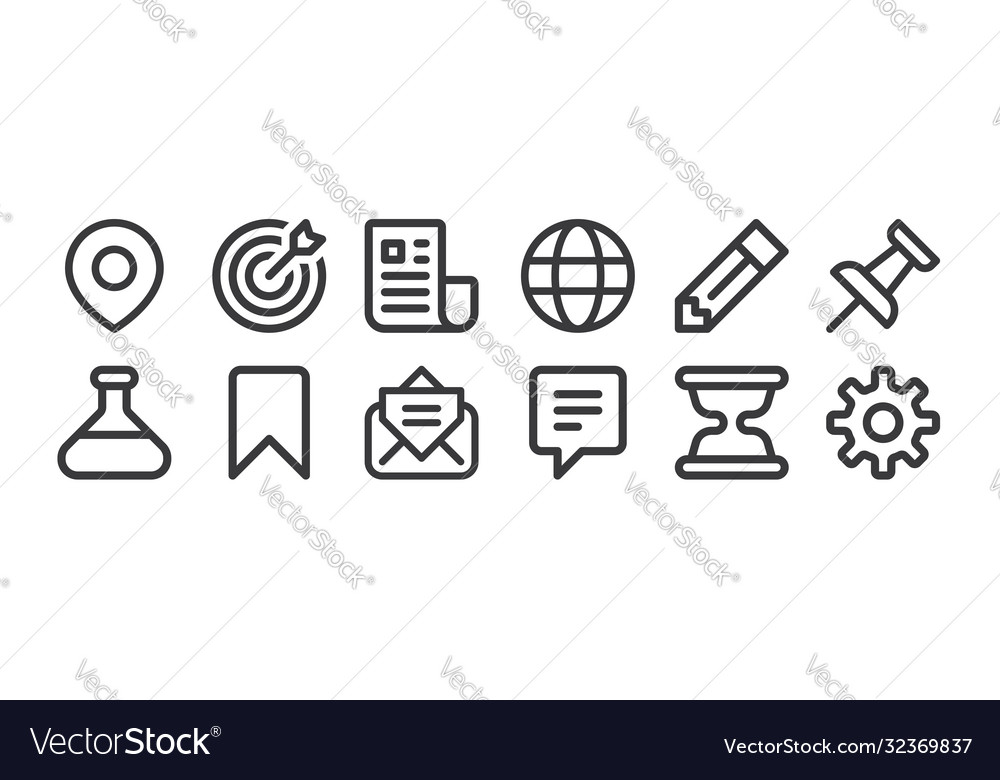 12 set linear user interface icons thin