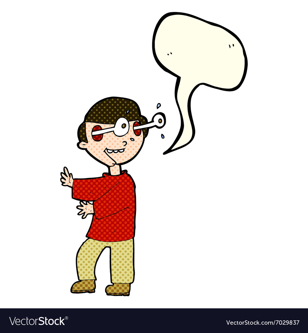 Cartoon boy with popping out eyes speech Vector Image