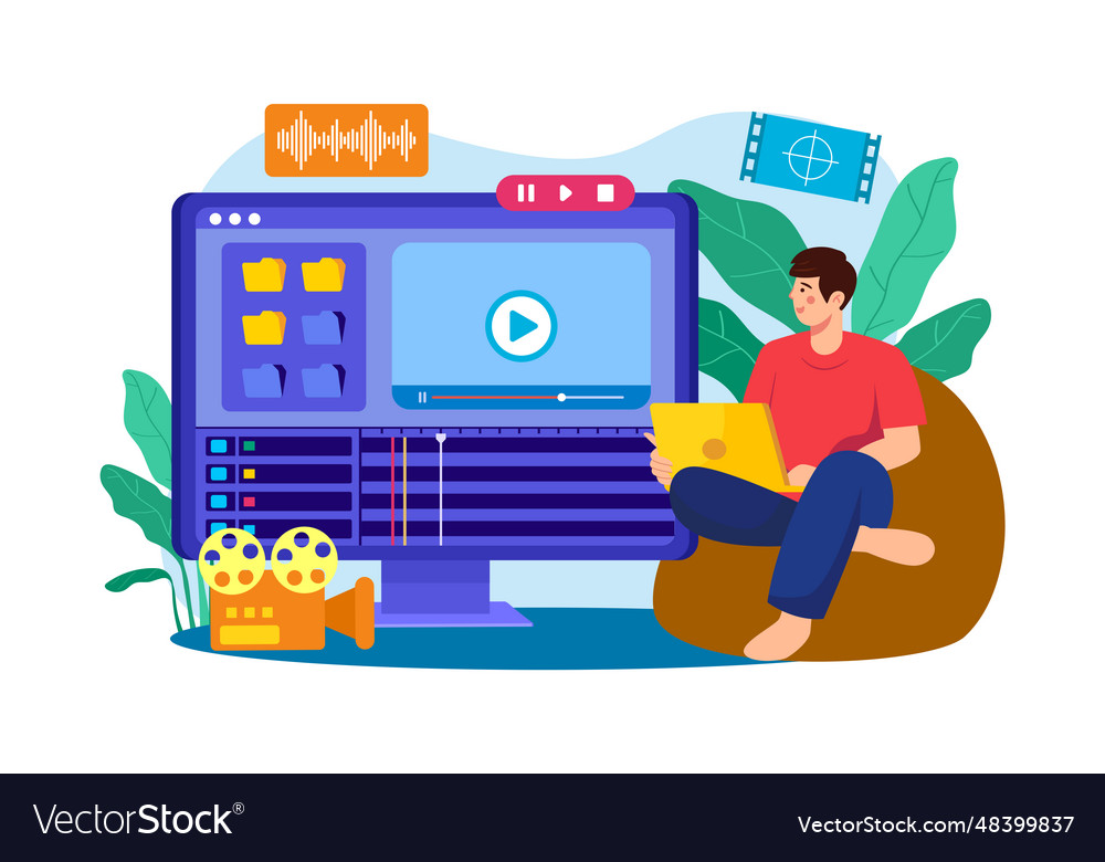 Computer animator concept on white background