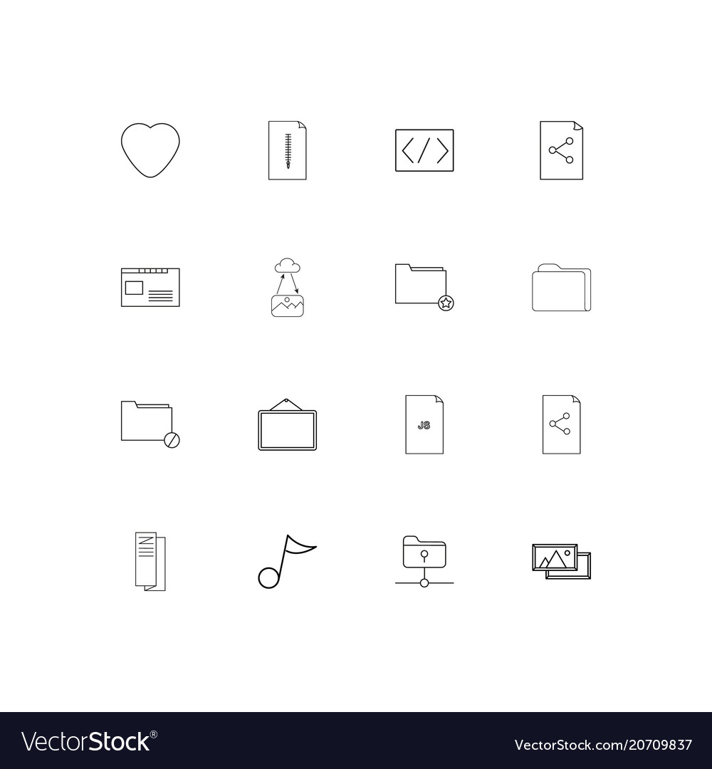 Dateien und Ordner unterschreiben einfache lineare Symbole Set