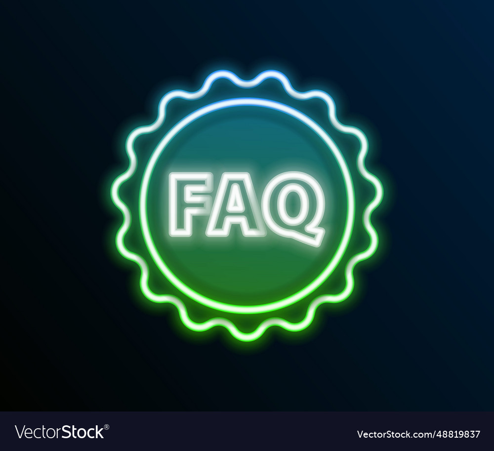 Glowing neon line label with text faq information vector image Glowing neon line label with text faq information